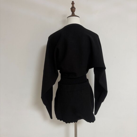 Helsa Elvira Black Knit Ruffled Jumpsuit Shorts - Picture 11 of 14